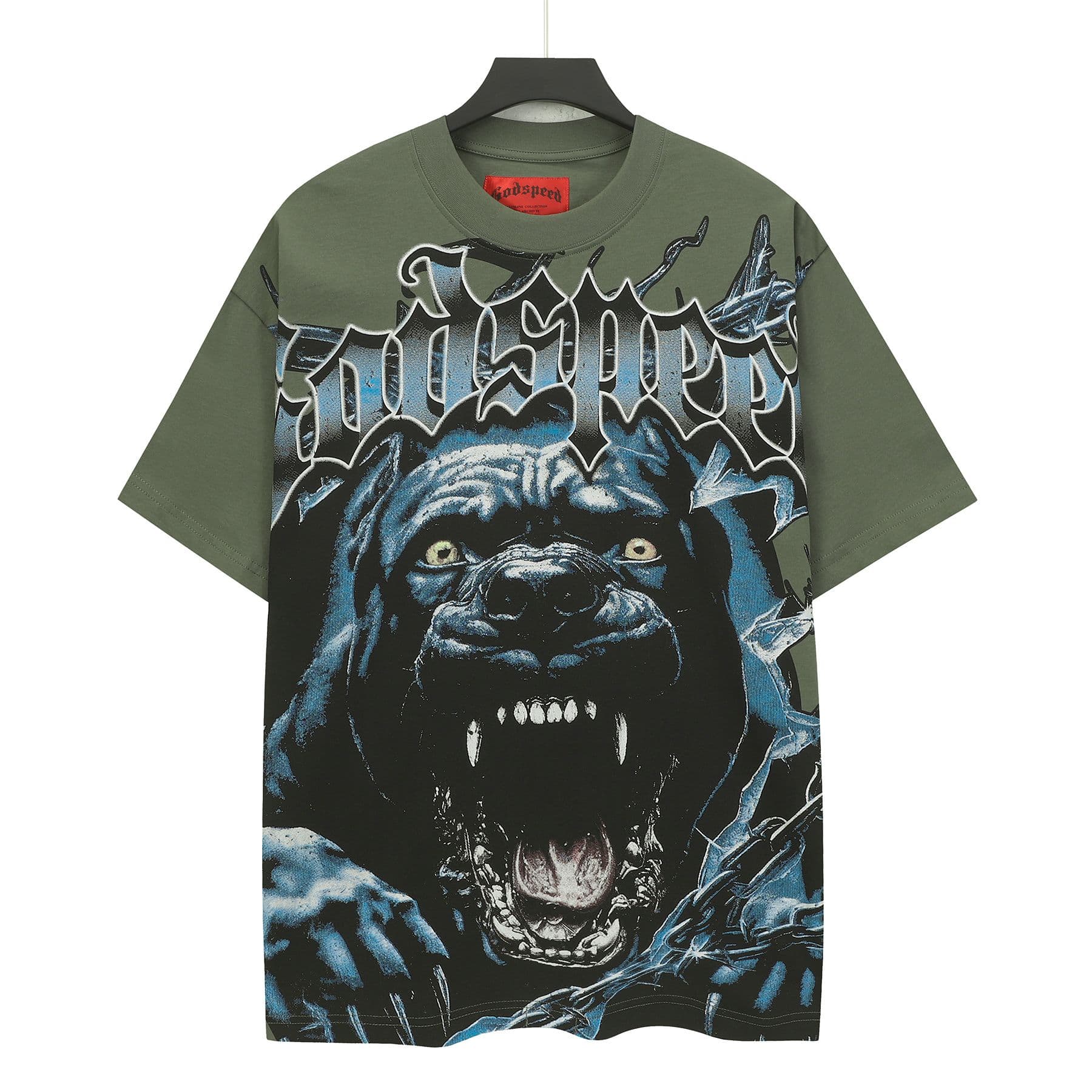 Godspeed Doberman Green Tee - Vista 1